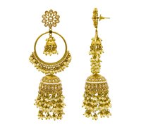 Traditional Gold Plated Antique Jhumki Ad Earrings For Women And Girls