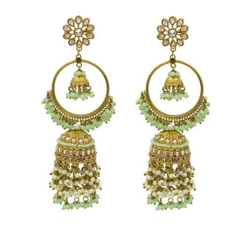 Traditional Gold Plated Antique Jhumki Ad Earrings