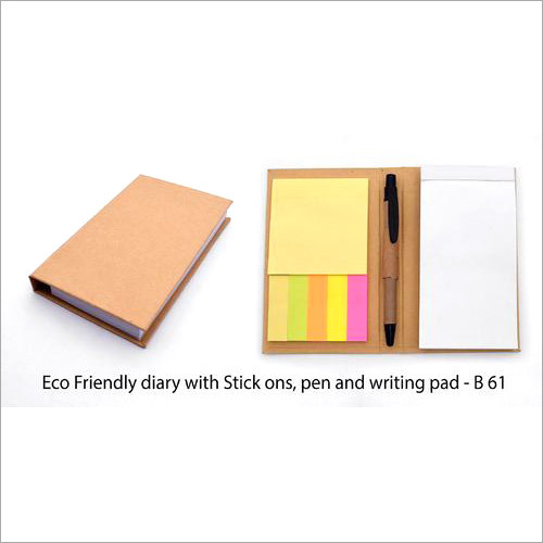 Eco Friendly Diary With Stick Ons, Pen And Writing Pad By UNIC MAGNATE