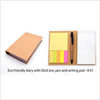 Eco Friendly Diary With Stick Ons, Pen And Writing Pad