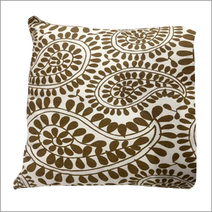 White and Gold Screen Print Cushion By HOME TRENDS