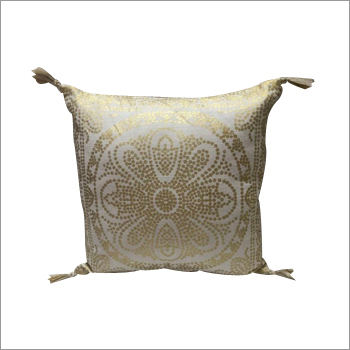 Foil Print Square Cushion With Tassels