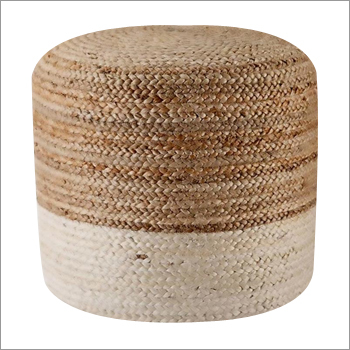 Jute with Polyester Cylindrical Pouf