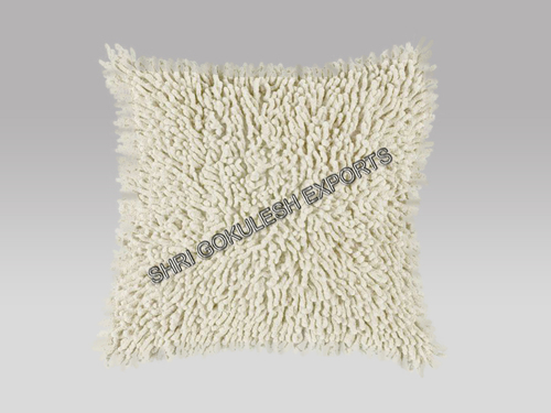 White Chenille Cushion And Pillows