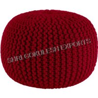 Round Knitted Poufs And Ottoman