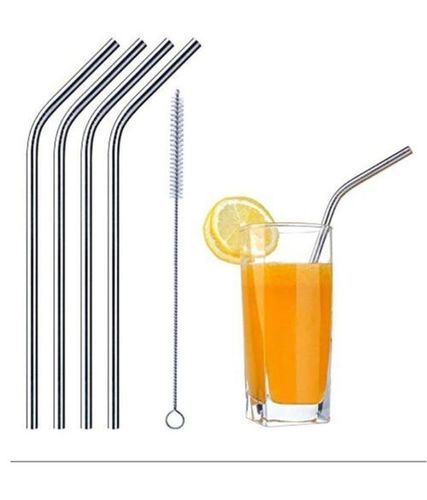Reusable Steel Straight Straw With Cleaning Brush By NEWVENT EXPORT