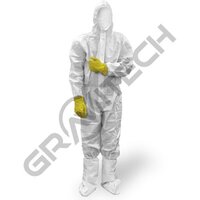 White Disposable Coverall - 65gsm Polypropylene with Microporous Polyethylene Film, Unisex Standard Size | Type 5 & 6 Protection, Antistatic, Ergonomic Design