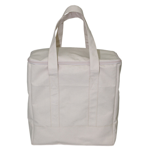 12 Oz Natural Canvas Cooler Bag With Inside Pe Foam Insulator Polyester Lining