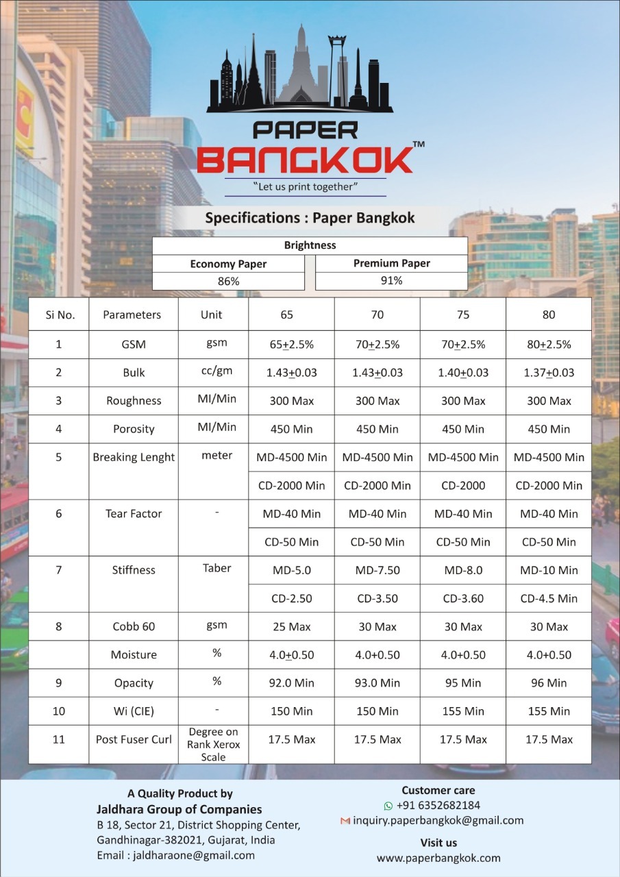 Paper Bangkok Premium Print Copier Paper 70gsm