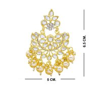 Traditional Jewellery Gold Plated Kundan & Pearl Maang Tikka Set For Women& Girls