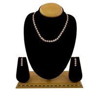 Gold Plated American Diamond Rose Necklace Set