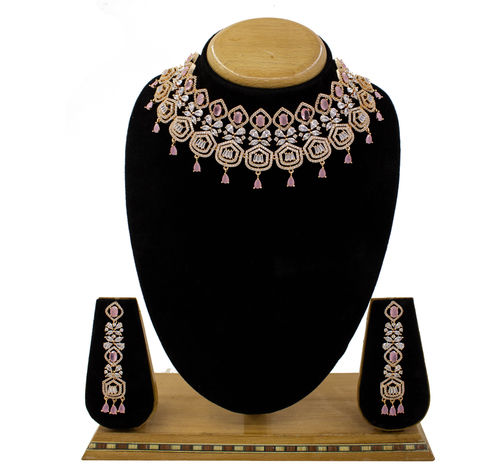 Pink Color Of American Diamond Necklace