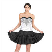 White Satin Black Handmade Sequins Corset