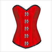 Christmas Red Corset Silk Seal Lock Gothic Steampunk Longline Overbust Costume Dress