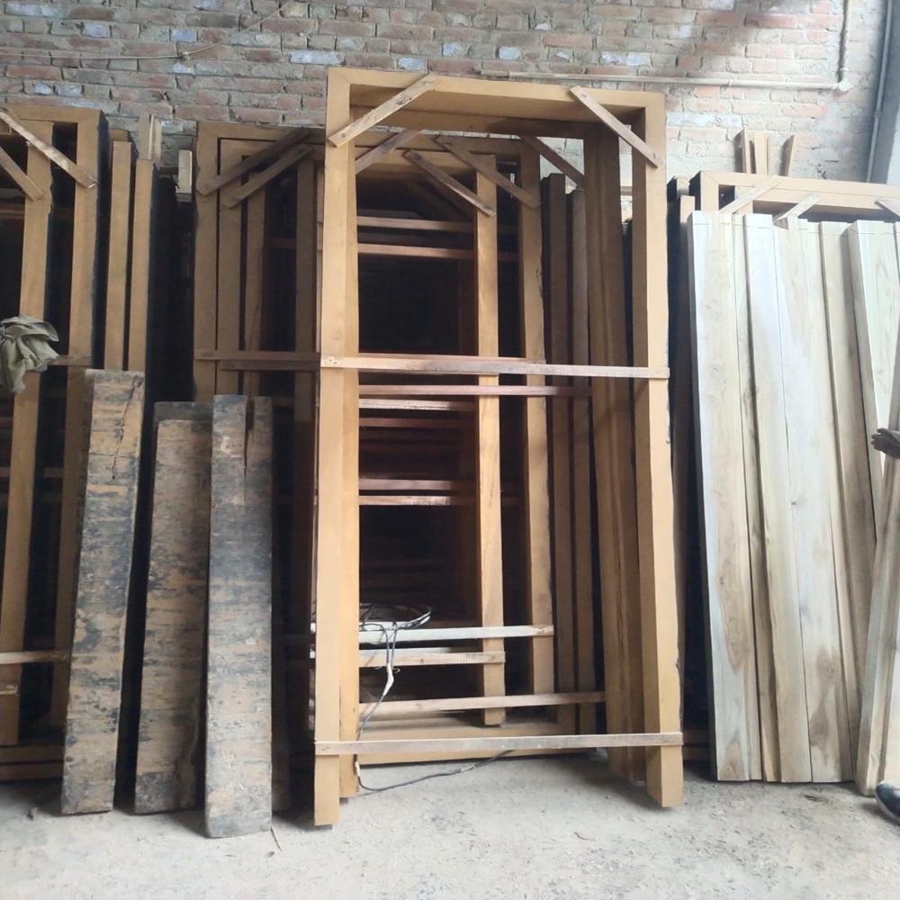 Wooden Door Frame - Solid Wood, 36x82 Inch, Brown Color, Finished Surface, 34mm Thickness | High-grade, Termite-borer Resistant, Custom Lengths Available