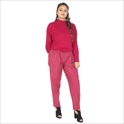 Washable Pink Cotton Khadi Trouser