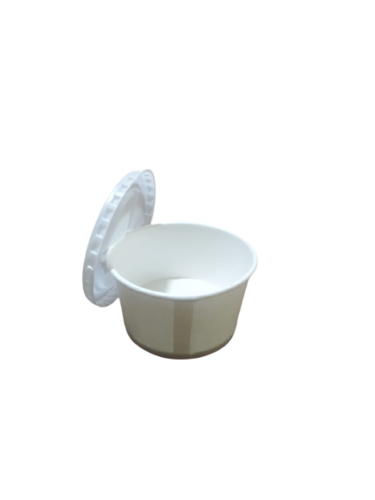 White 100Ml Paper Container With Pet  Lid