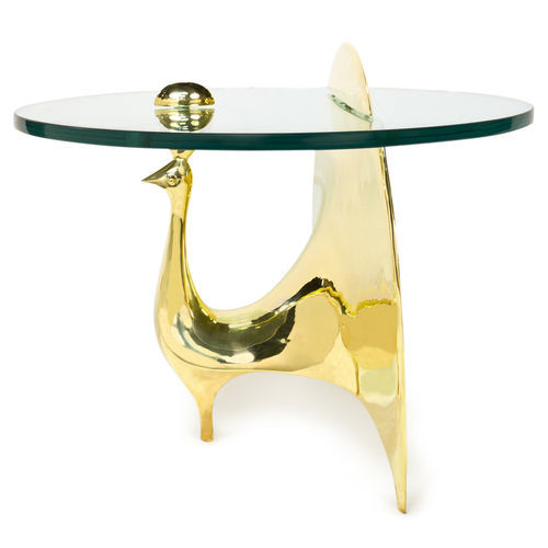 Brass Peacock Glass Table