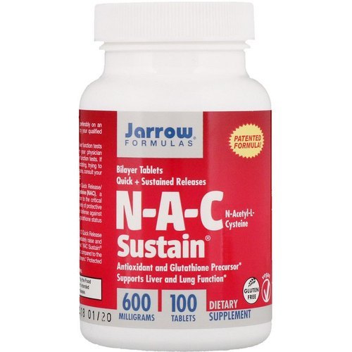 Jarrow Formulas N-A-C Sustain (N-Acetyl-L-Cysteine) 600 Mg- 100 Tablets Efficacy: Promote Healthy & Growth