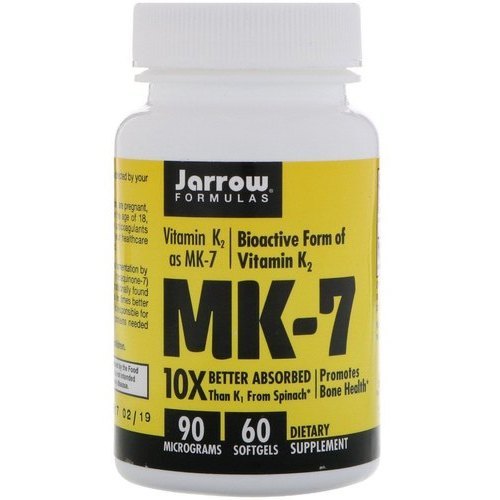 Jarrow Formulas, K-2, Mk-7, Vitamin K2 As Mk-7, 90 Mcg, 60 Softgels Efficacy: Promote Healthy & Growth