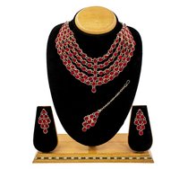 Rose Gold Plated Multi Line Necklace Set For Women & Girls