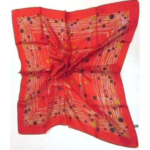 Red Silk Square Printed Scarves