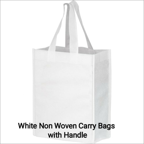 White Non Woven Carry Bags With Handle