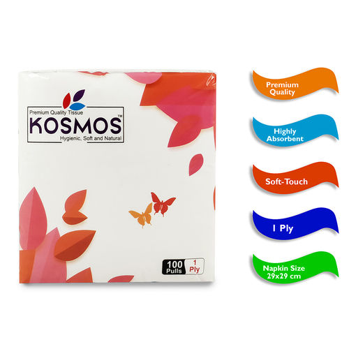 Kosmos Regular Use Quality 29x29cm Paper Napkins - 1 Ply 100 Pull