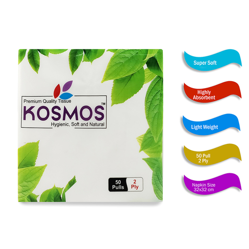 Kosmos Premium Quality 32x32 Cm Paper Napkins - 2 Ply 50 Pull