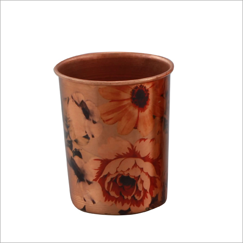 Copper Floral Print Drinking Glass