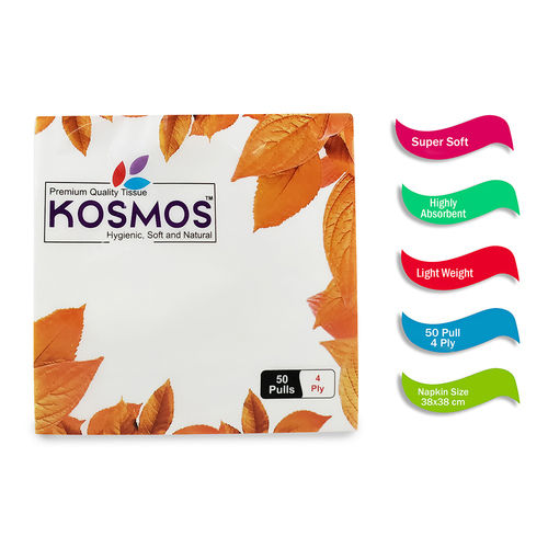 Kosmos Premium Quality 38x38 Cm Paper Napkins - 4 Ply 50 Pull