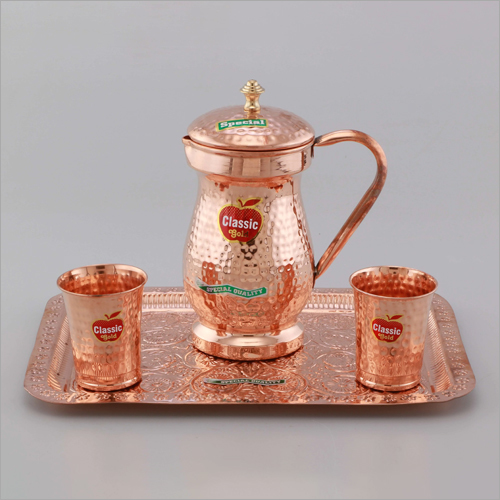 Copper Jug With Glass Set