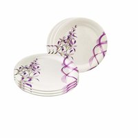 Melamine Flower Print Round Serving Dinner Plates Microwave Safe Full Size Plate for Dining Table Home Kitchen Party Restaurant 12 Inches