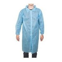Disposable Lab Coat - Sms, 25 Gsm To Max Size, White & Blue | Medical Grade, Blood & Chemical Resistant, Full Sleeve, Velcro Closure