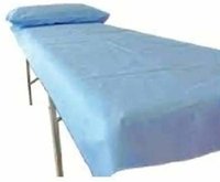 Disposable Bedsheet With Disposable Pillow Cover - Spunbond Nonwoven Fabric, Medical Blue And White | 1 Set With Ultrasonically Sealed Pillow Cover