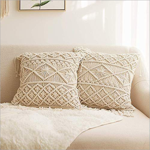 Macrame And Hand Knitted Cushion