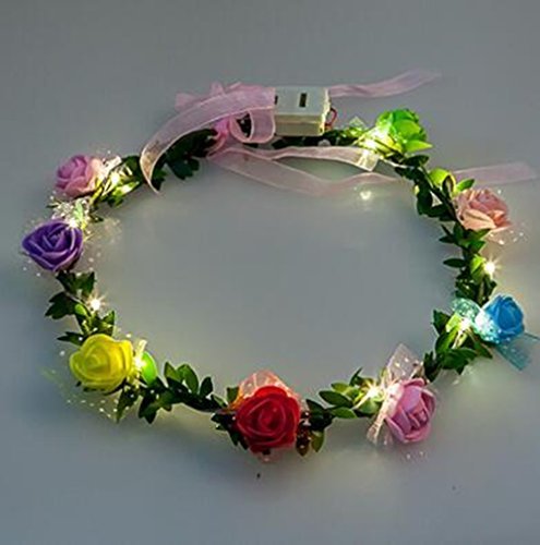 Floral Rose Flower LED Light Headband