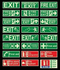 Exit Signages - ACP Sheet, Square Shape, Customizable Dimensions, Green Color, 1 Year Warranty | Emergency Exit Guidance, Fire Safety, First Aid Indication