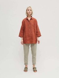 Pure Solid Women Linen Shirt