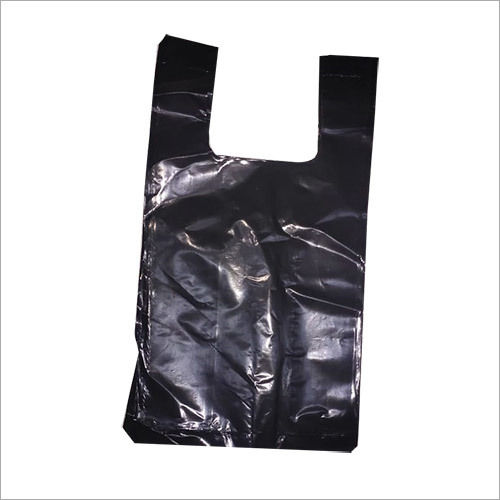 U Cut Plastic Black Carry Bag