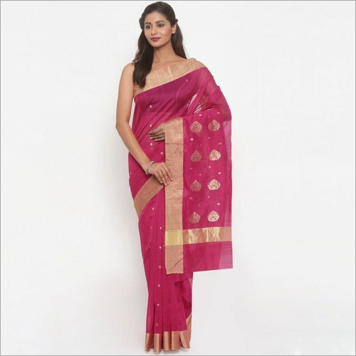 Ladies Pink Chanderi Saree