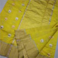Ladies Yellow Chanderi Pattu Silk Saree