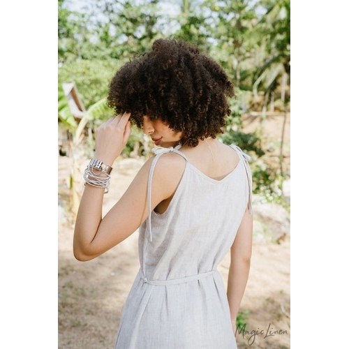Pure Linen Solid Women Tunic Dress