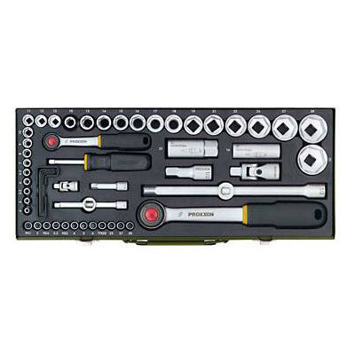 56-piece set with 1-4 and 1-2 ratchets
