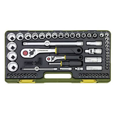 65-piece complete set with 1/4″ and 1/2″ baton ratchets