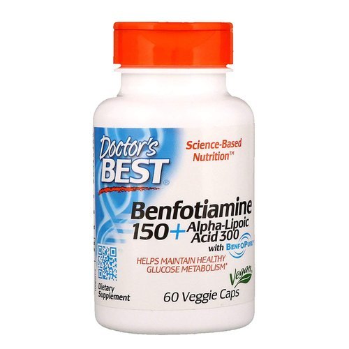 Doctors Best Benfotiamine 150 - 150 Mg Benfotiamine + 300 Mg Alpha-Lipoic Acid, Promote Healthy Cell Growth & Support Nervous System Functions