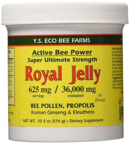 Y.S. Eco Bee Farms Fresh Royal Jelly + Bee Pollen, Propolis, Ginseng, Honey Mix - 36,000Mg Organic 20.3 Oz | Promotes Healthy Growth & Vitality