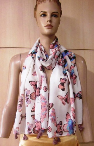 As Per Pic Poly Voile Paisley Printed Scarves