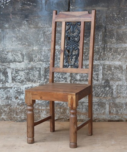 Wooden Chair with Cast iron work