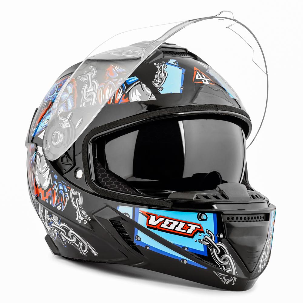 Pro Zx9 Full Face Bike Helmet - Color: Black(Chrome)